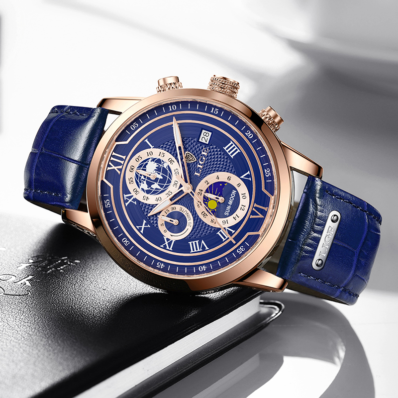 Chronographenuhr mit hochwertigem Lederarmband