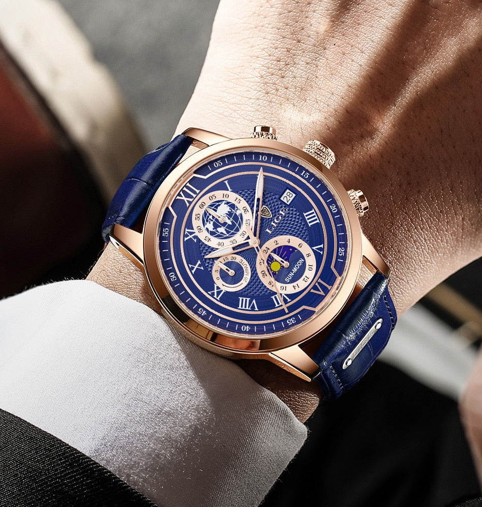 Chronographenuhr mit hochwertigem Lederarmband